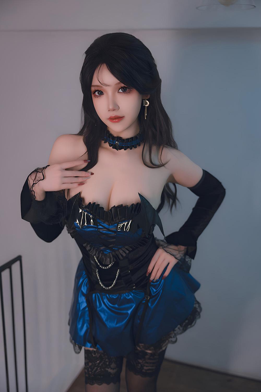 雪晴Astra 蓝色蕾丝短裙[53P1V-1.19G]