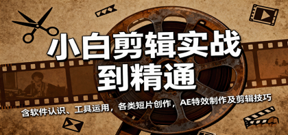 小白剪辑实战到精通,含软件认识、工具运用,各类短片创作,AE特效制作及剪辑技巧 小白剪辑实战到精通,含软件认识、工具运用,各类短片创作,AE特效制作及剪辑技巧