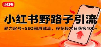 小红书野路子引流,暴力起号+SEO霸屏截流,移花接木日获客100+ 小红书野路子引流,暴力起号+SEO霸屏截流,移花接木日获客100+