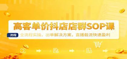 高客单价抖店店群SOP课：全流程实操，出单解决方案，直播截流快速盈利