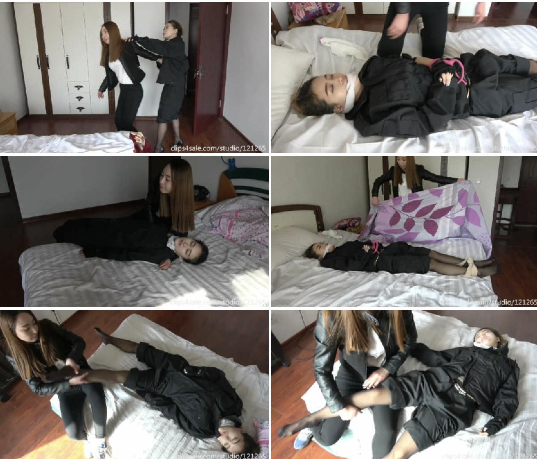 [老梦视觉] 强横女小偷潜入漂亮女间谍房间，将其迷晕捆绑玩脚