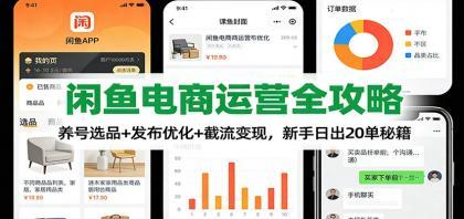 闲鱼电商运营全攻略：养号选品+发布优化+截流变现，新手日出20单秘籍