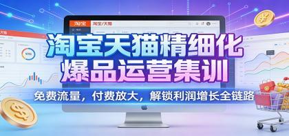 淘宝天猫精细化爆品运营集训：免费流量，付费放大，解锁利润增长全链路