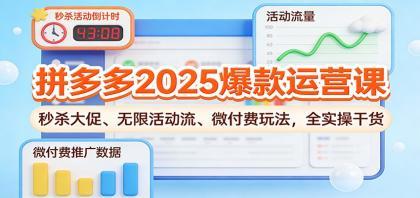 拼多多2025爆款运营课：秒杀大促、无限活动流、微付费玩法，全实操干货