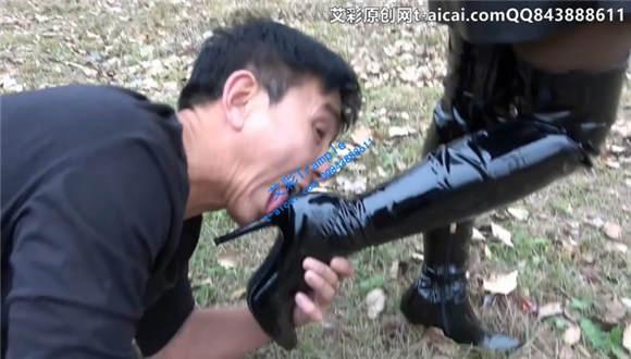 冷柔长靴户外骑乘羞辱老