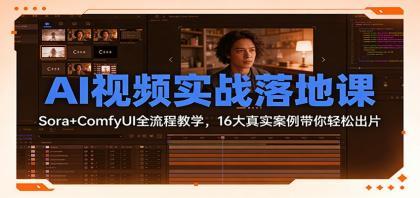 AI视频实战落地课:Sora+ComfyUI全流程教学,16大真实案例带你轻松出片 AI视频实战落地课:Sora+ComfyUI全流程教学,16大真实案例带你轻松出片