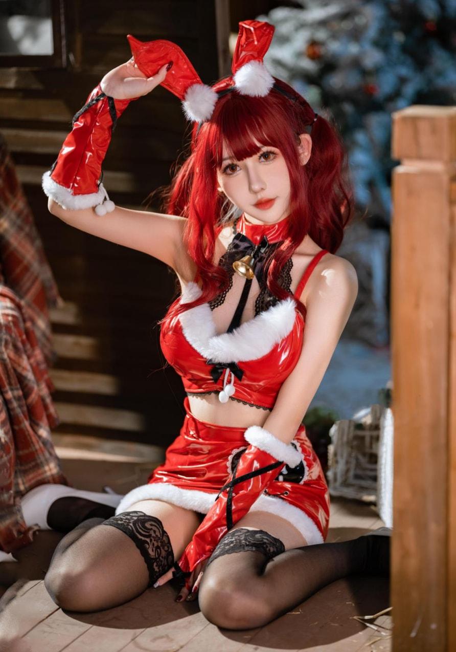 仙女月 红色圣诞兔美照资源