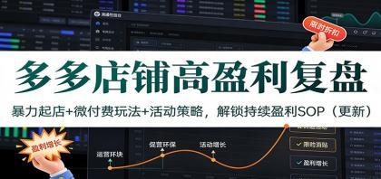多多店铺高盈利复盘：暴力起店+微付费玩法+活动策略，解锁持续盈利SOP（更新）