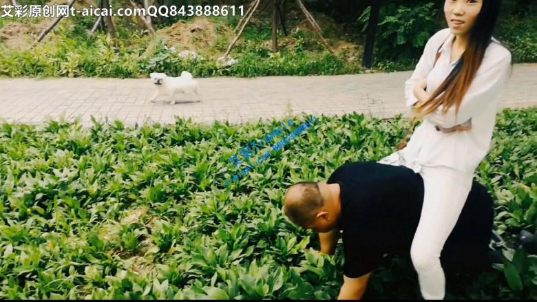 傲柔户外公园虐骑马奴