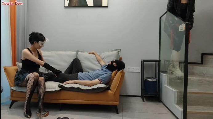 【婉儿原创】两名皮衣女特工绞杀间谍 婉儿剧情 YC-241123-7