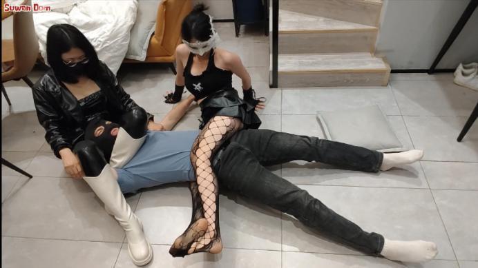 【婉儿原创】两名皮衣女特工绞杀间谍 婉儿剧情 YC-241123-7