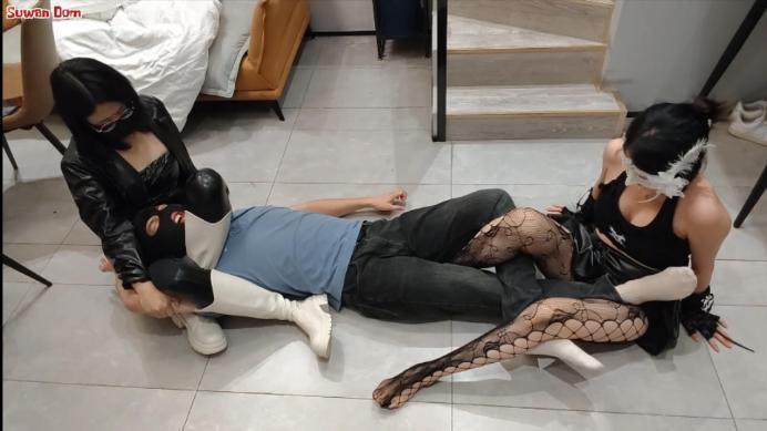 【婉儿原创】两名皮衣女特工绞杀间谍 婉儿剧情 YC-241123-7